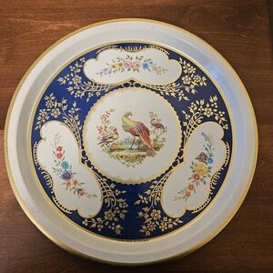 Vintage Style Blue and Gold Serving Tray